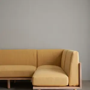 L-Shape Sofa (compact, cheapest local wood / plywood + fabric)